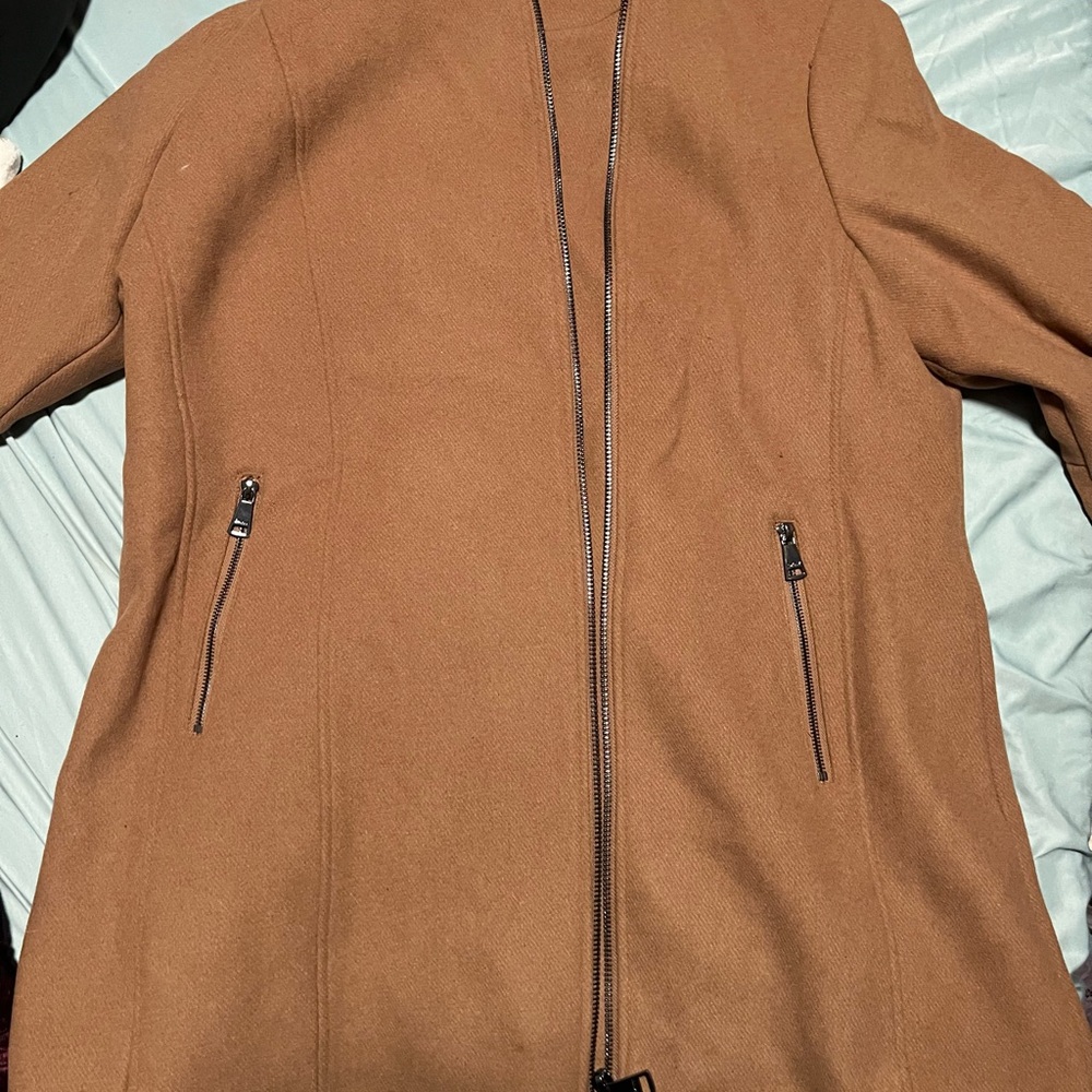 Dkny Womens Asymmetrical Zip Coat
